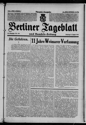 Berliner Tageblatt und Handels-Zeitung vom 10.08.1930