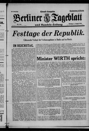 Berliner Tageblatt und Handels-Zeitung vom 11.08.1930