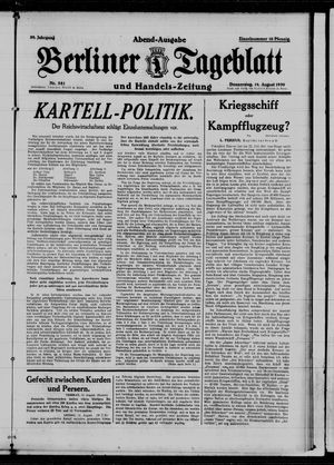 Berliner Tageblatt und Handels-Zeitung vom 14.08.1930
