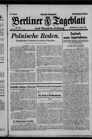 Berliner Tageblatt und Handels-Zeitung vom 16.08.1930