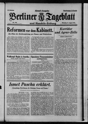 Berliner Tageblatt und Handels-Zeitung on Aug 19, 1930