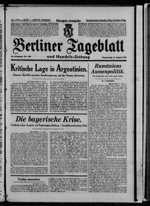 Berliner Tageblatt und Handels-Zeitung vom 21.08.1930