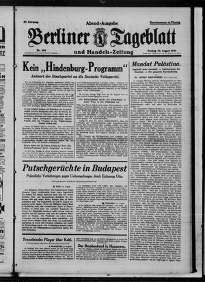 Berliner Tageblatt und Handels-Zeitung vom 22.08.1930