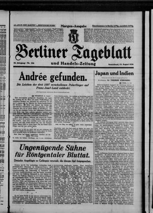 Berliner Tageblatt und Handels-Zeitung vom 23.08.1930