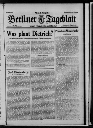 Berliner Tageblatt und Handels-Zeitung vom 26.08.1930