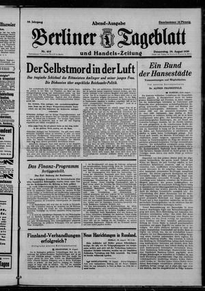 Berliner Tageblatt und Handels-Zeitung vom 28.08.1930