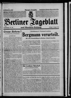 Berliner Tageblatt und Handels-Zeitung vom 29.08.1930