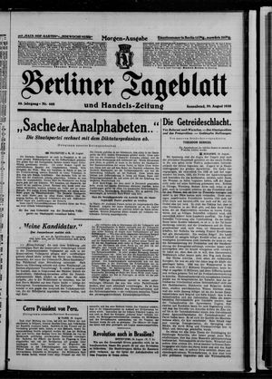 Berliner Tageblatt und Handels-Zeitung vom 30.08.1930