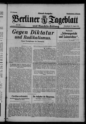 Berliner Tageblatt und Handels-Zeitung vom 30.08.1930