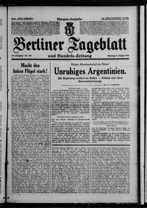 Berliner Tageblatt und Handels-Zeitung vom 31.08.1930