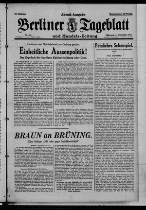 Berliner Tageblatt und Handels-Zeitung vom 03.09.1930