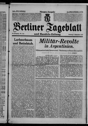 Berliner Tageblatt und Handels-Zeitung vom 07.09.1930