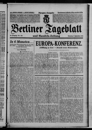 Berliner Tageblatt und Handels-Zeitung vom 09.09.1930
