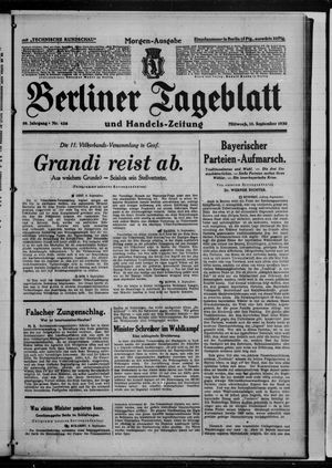 Berliner Tageblatt und Handels-Zeitung vom 10.09.1930