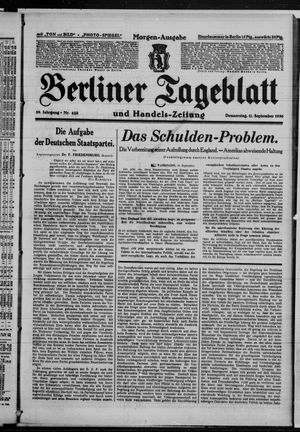 Berliner Tageblatt und Handels-Zeitung vom 11.09.1930