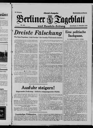 Berliner Tageblatt und Handels-Zeitung vom 13.09.1930