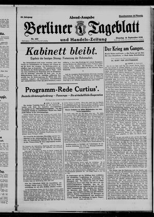 Berliner Tageblatt und Handels-Zeitung vom 16.09.1930