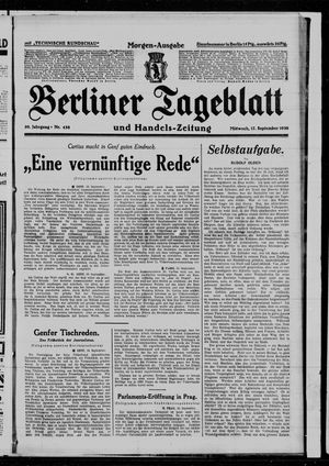 Berliner Tageblatt und Handels-Zeitung vom 17.09.1930