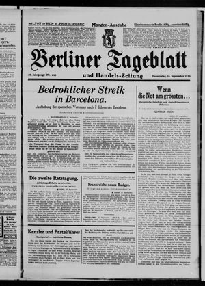 Berliner Tageblatt und Handels-Zeitung vom 18.09.1930