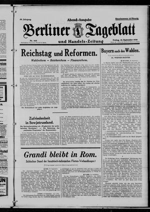 Berliner Tageblatt und Handels-Zeitung vom 19.09.1930