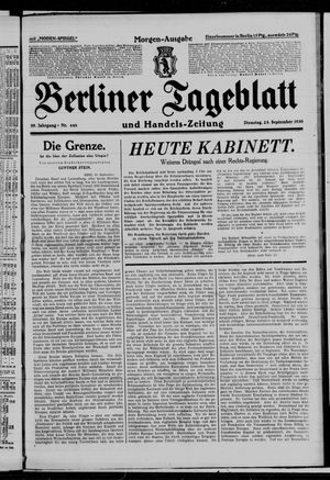 Berliner Tageblatt und Handels-Zeitung vom 23.09.1930