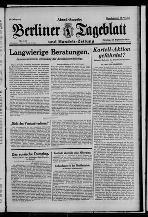 Berliner Tageblatt und Handels-Zeitung vom 23.09.1930