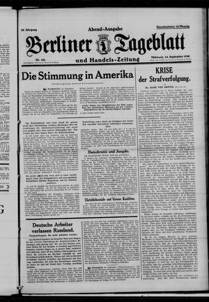 Berliner Tageblatt und Handels-Zeitung on Sep 24, 1930