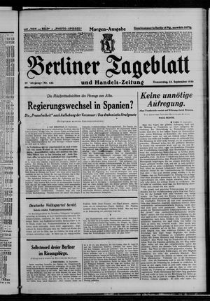 Berliner Tageblatt und Handels-Zeitung vom 25.09.1930