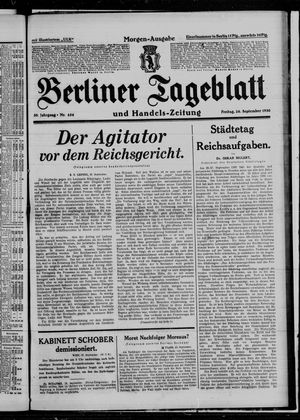 Berliner Tageblatt und Handels-Zeitung on Sep 26, 1930