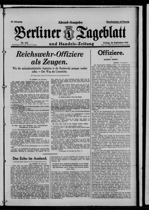 Berliner Tageblatt und Handels-Zeitung on Sep 26, 1930
