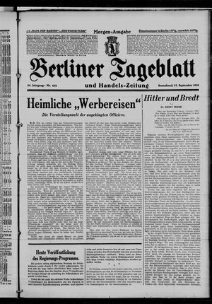 Berliner Tageblatt und Handels-Zeitung on Sep 27, 1930