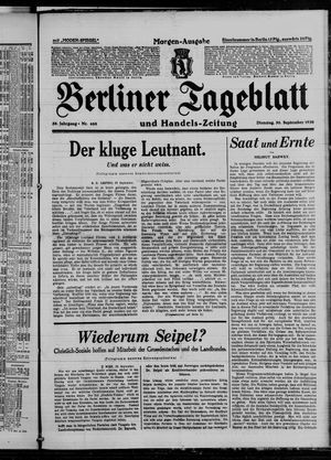 Berliner Tageblatt und Handels-Zeitung vom 30.09.1930