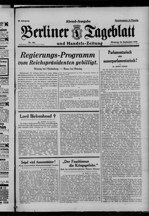 Berliner Tageblatt und Handels-Zeitung vom 30.09.1930