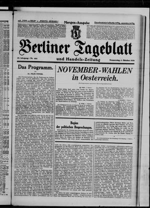 Berliner Tageblatt und Handels-Zeitung on Oct 2, 1930