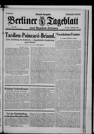 Berliner Tageblatt und Handels-Zeitung vom 03.10.1930