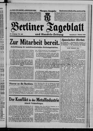 Berliner Tageblatt und Handels-Zeitung vom 04.10.1930