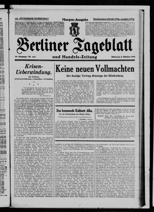Berliner Tageblatt und Handels-Zeitung vom 08.10.1930