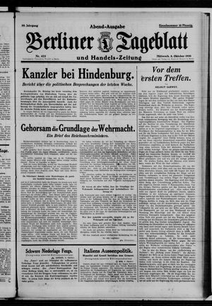 Berliner Tageblatt und Handels-Zeitung vom 08.10.1930