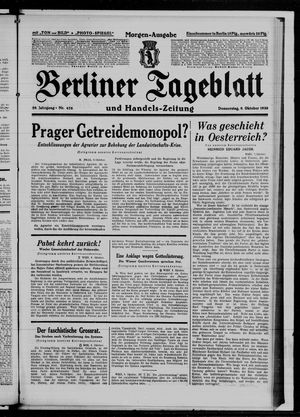 Berliner Tageblatt und Handels-Zeitung vom 09.10.1930