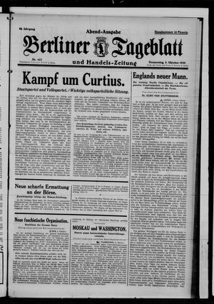 Berliner Tageblatt und Handels-Zeitung vom 09.10.1930