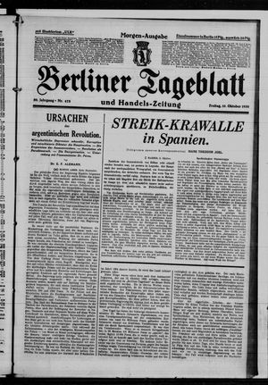 Berliner Tageblatt und Handels-Zeitung vom 10.10.1930