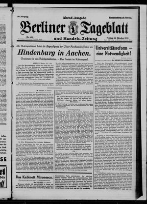 Berliner Tageblatt und Handels-Zeitung vom 10.10.1930