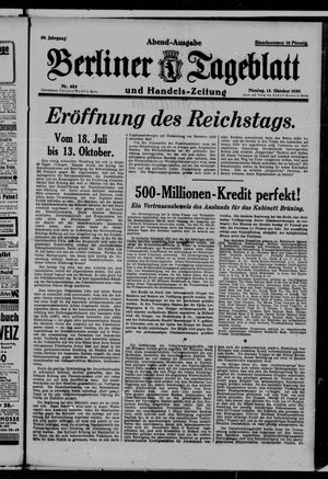 Berliner Tageblatt und Handels-Zeitung vom 13.10.1930