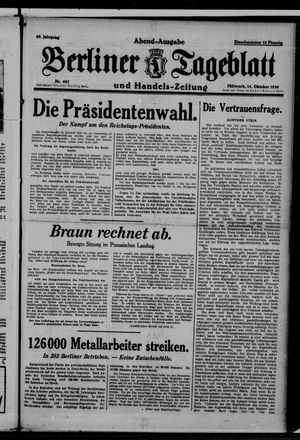 Berliner Tageblatt und Handels-Zeitung vom 15.10.1930