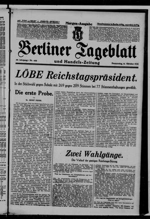 Berliner Tageblatt und Handels-Zeitung vom 16.10.1930
