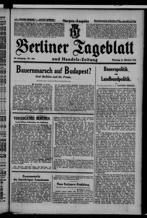 Berliner Tageblatt und Handels-Zeitung vom 21.10.1930