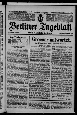 Berliner Tageblatt und Handels-Zeitung vom 22.10.1930