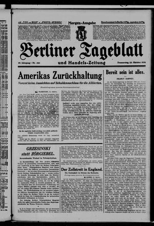 Berliner Tageblatt und Handels-Zeitung vom 23.10.1930