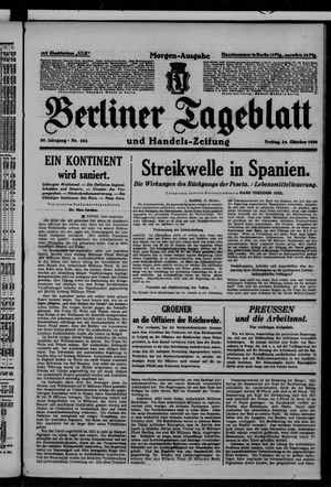 Berliner Tageblatt und Handels-Zeitung vom 24.10.1930
