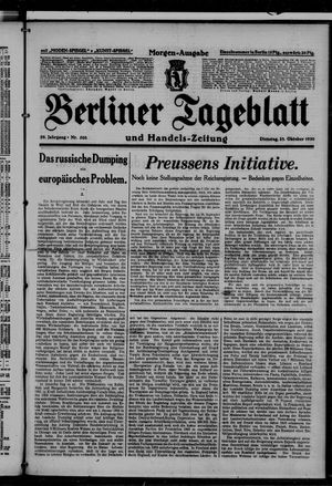 Berliner Tageblatt und Handels-Zeitung vom 28.10.1930